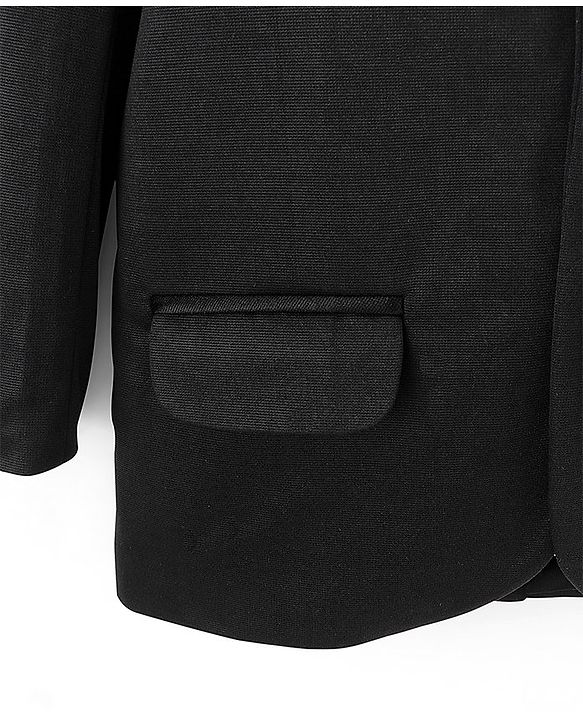 Pine Kids Full Sleeves Knitted Solid Color Blazer - Black