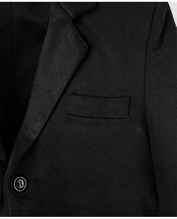 Pine Kids Full Sleeves Knitted Solid Color Blazer - Black