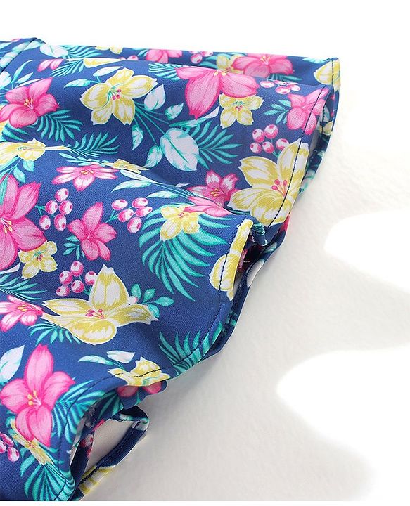 Babyhug Sleeveless Frock Style Singlet Swimsuit Floral Print - Navy Blue