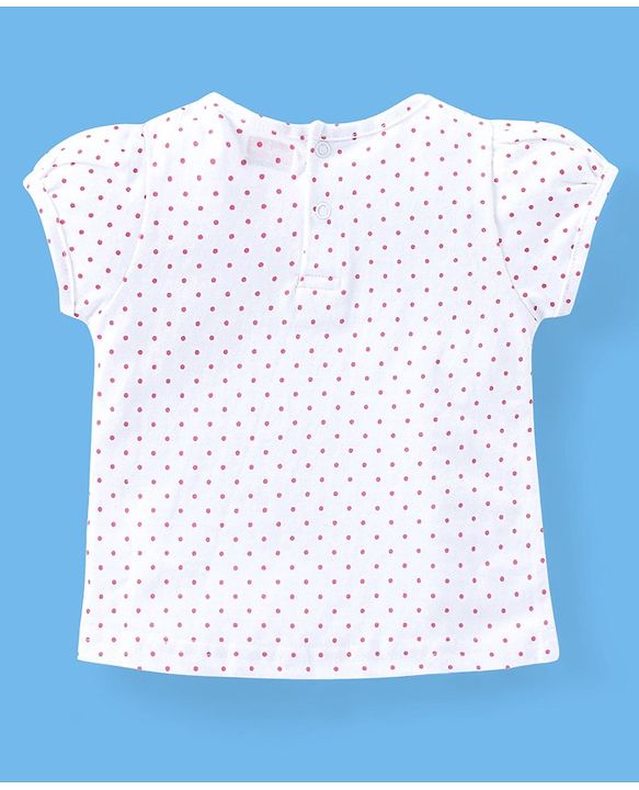 Babyhug 100% Cotton Knit Half Sleeves T-Shirt & Dungaree Set Fruit Print - Pink & Mint