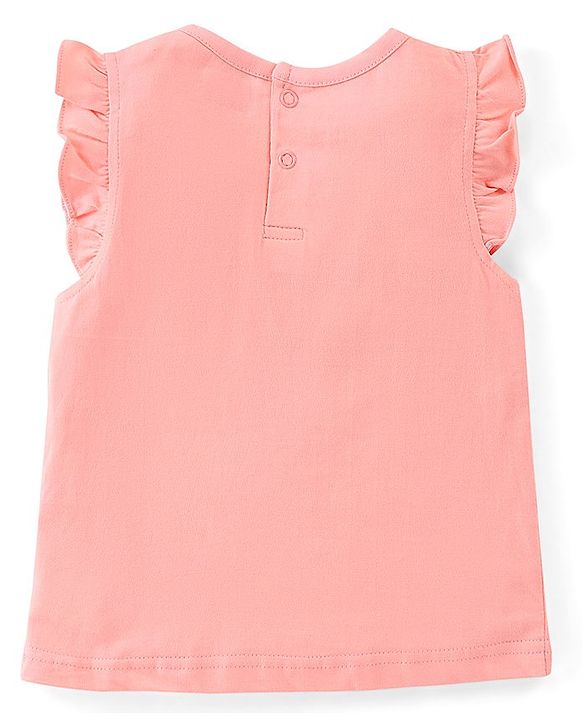 Babyhug 100% Cotton Knit Pomegranate Print  Dungaree with Half Sleeves Inner Tee - White & Pink