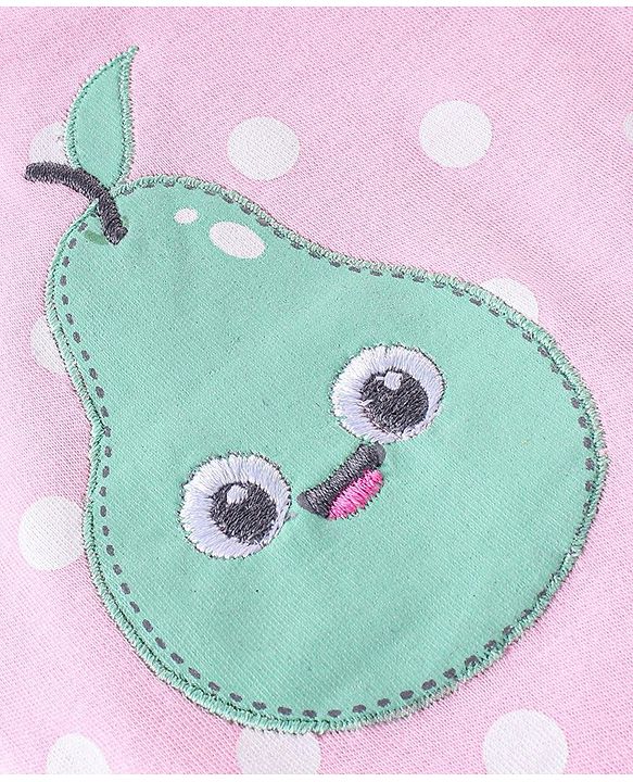 Babyhug 100% Cotton Polka Dots Printed Dungaree with Half Sleeves Striped Inner Tee - White & Pink