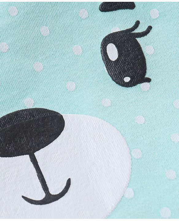 Babyhug Cotton Puff Print Dungaree with Bear Printed Half Sleeves Inner Tee - Mint