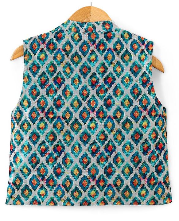 Babyhug 100% Cotton Full Sleeves Kurta Payjama Set With Waistcoat Kite Print - Purple & Blue
