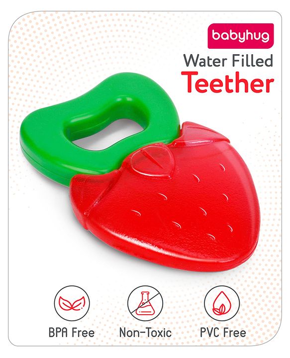 Babyhug Strawberry Fruit Shape Teether - Red Green