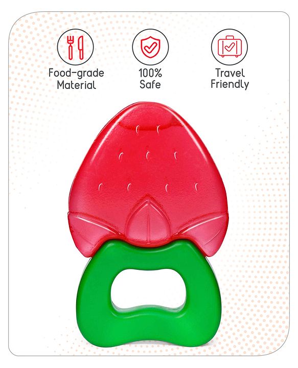 Babyhug Strawberry Fruit Shape Teether - Red Green