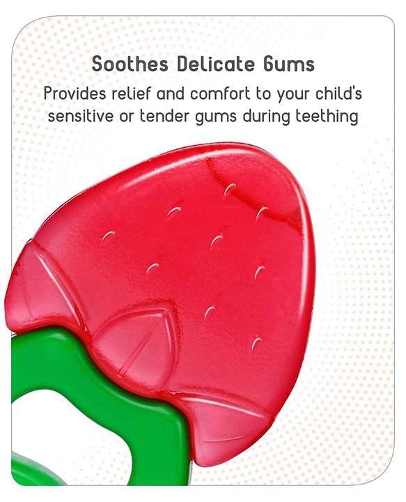 Babyhug Strawberry Fruit Shape Teether - Red Green