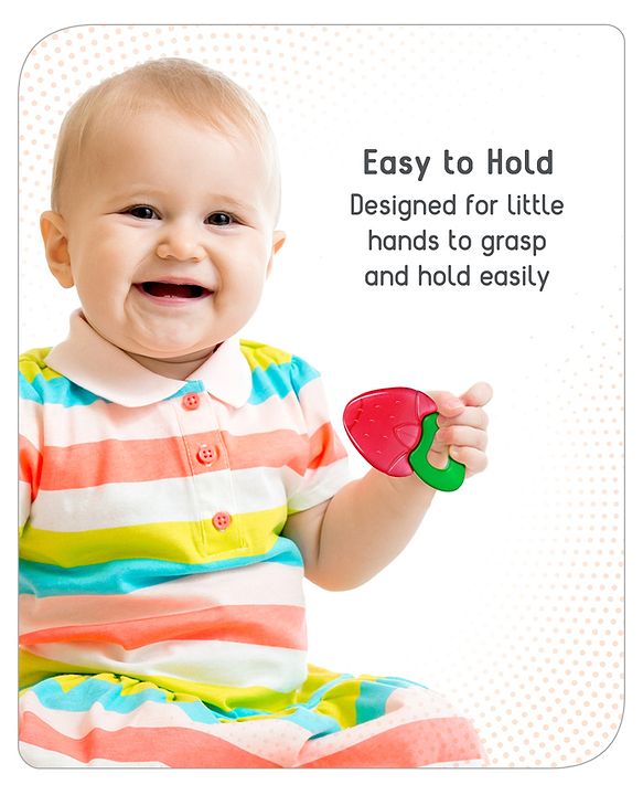 Babyhug Strawberry Fruit Shape Teether - Red Green