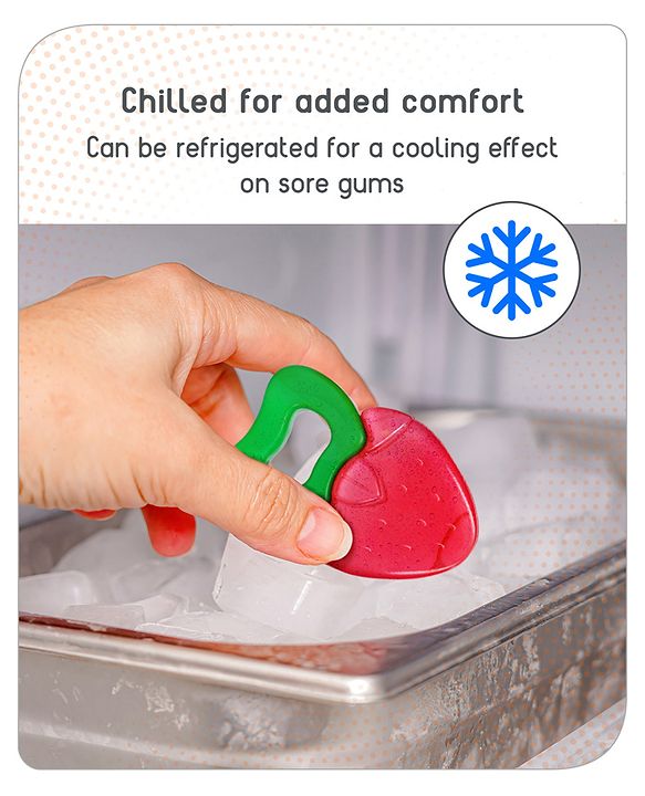 Babyhug Strawberry Fruit Shape Teether - Red Green