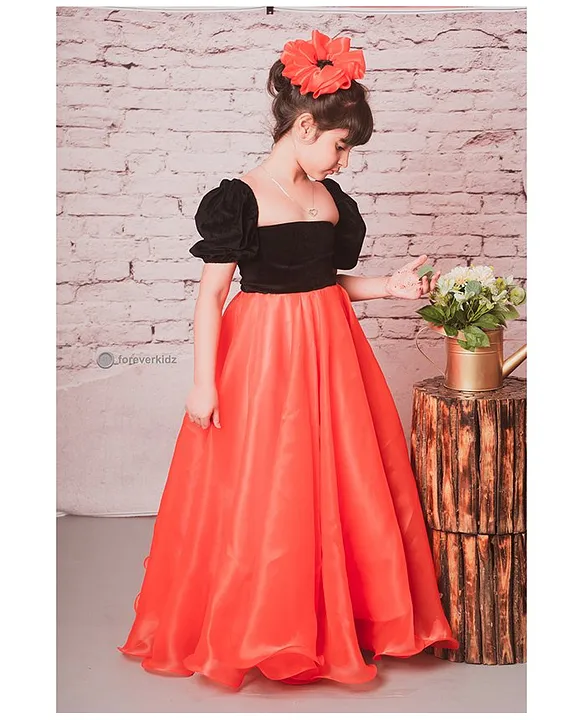 Elegant Burgundy Velvet Gown for Baby Girl | Children velvet Dress