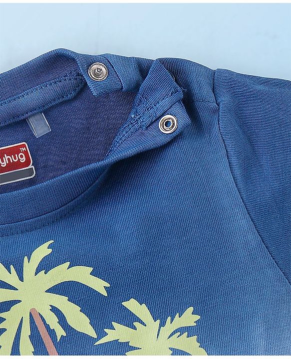 Babyhug 100% Cotton Half Sleeves T-shirt and Shorts Set - Blue & Beige