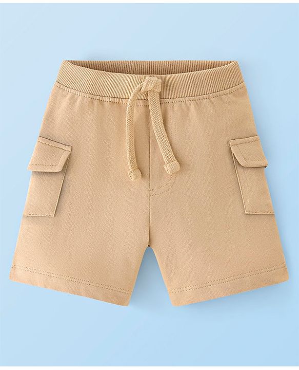 Babyhug 100% Cotton Half Sleeves T-shirt and Shorts Set - Blue & Beige