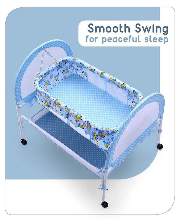 Babyhug Dream Time Cradle With Mosquito Net & Storage - Blue