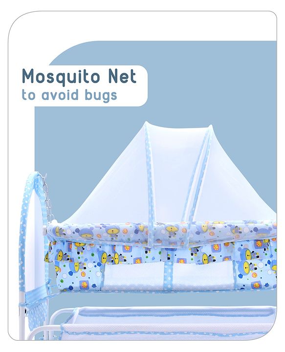 Babyhug Dream Time Cradle With Mosquito Net & Storage - Blue