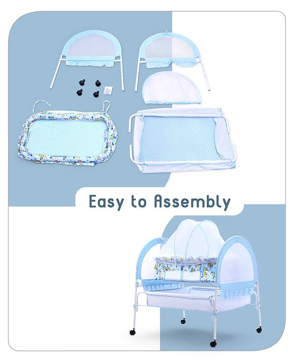 Babyhug Dream Time Cradle With Mosquito Net & Storage - Blue