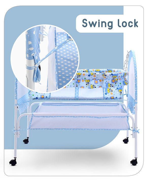 Babyhug Dream Time Cradle With Mosquito Net & Storage - Blue