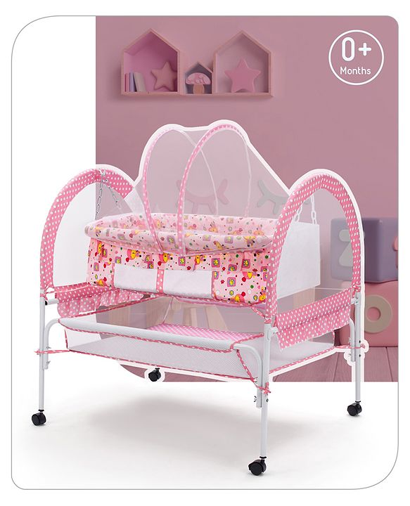 Babyhug Dream Time Cradle With Mosquito Net & Storage - Blue