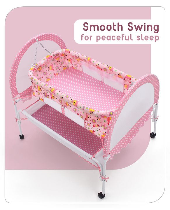 Babyhug Dream Time Cradle With Mosquito Net & Storage - Blue