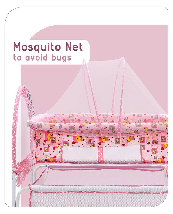 Babyhug Dream Time Cradle With Mosquito Net & Storage - Blue