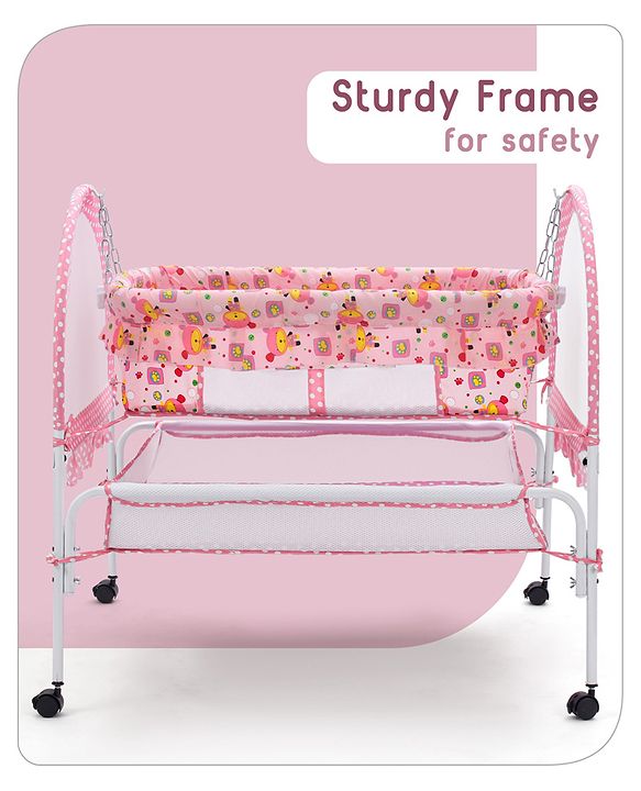 Babyhug Dream Time Cradle With Mosquito Net & Storage - Blue