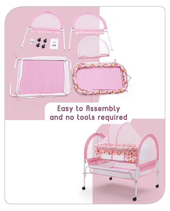 Babyhug Dream Time Cradle With Mosquito Net & Storage - Blue