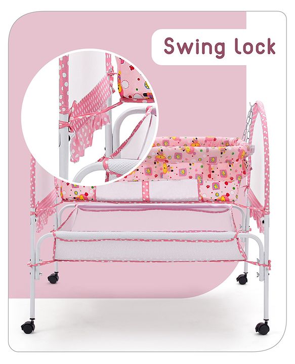 Babyhug Dream Time Cradle With Mosquito Net & Storage - Blue