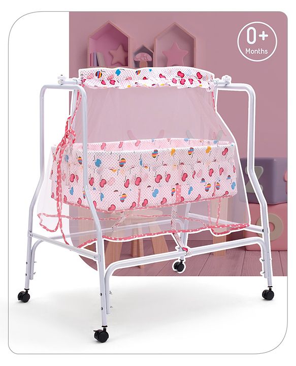 Babyhug Little Dreams Cradle with Mosquito Net & Wheels - Blue