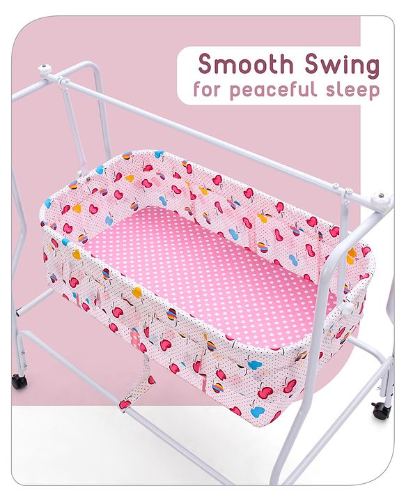 Babyhug Little Dreams Cradle with Mosquito Net & Wheels - Blue