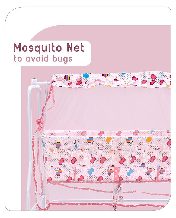 Babyhug Little Dreams Cradle with Mosquito Net & Wheels - Blue