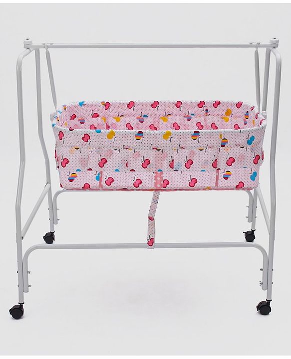 Babyhug Little Dreams Cradle with Mosquito Net & Wheels - Blue