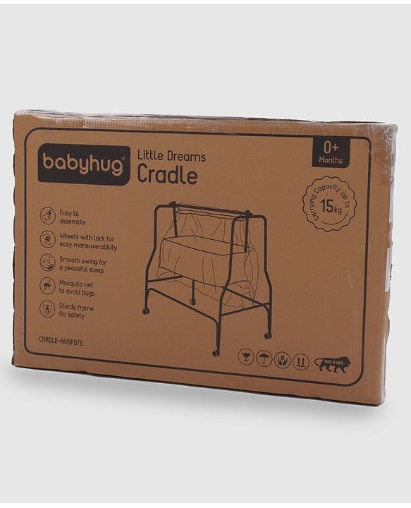 Babyhug Little Dreams Cradle with Mosquito Net & Wheels - Blue