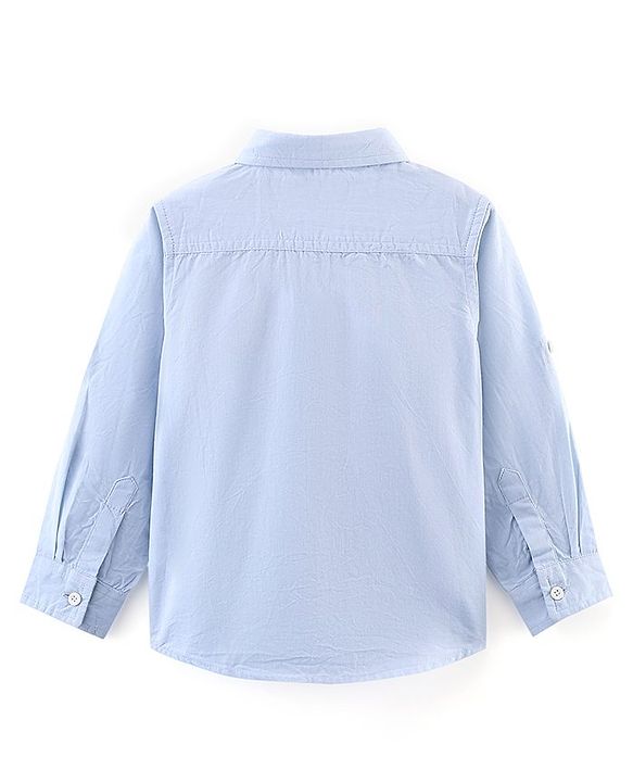 Babyhug 100% Cotton Woven Full Sleeve Football Print Shirt - Blue