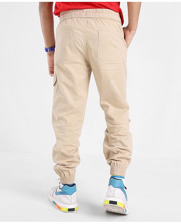 Pine Kids Cotton Elastane Pant With Soft Handfeel And Solid Colour - Beige