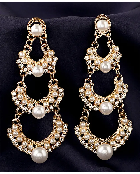 Floral Kundan With Yellow Pearls And Beads Drop Long Earrings at Rs  680/piece in Vadodara