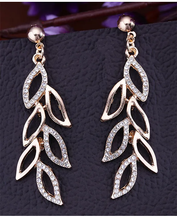 Buy SOHI Gold Plated Leaf Shaped Trendy Drop Earrings for Women and girls ,  Gold Plated , Nature Inspired, Stylish and Fancy , jewellery for women ,  flower drop earrings , artificial