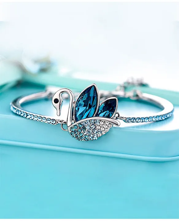 Buy Mahi Silver, Blue Rhodium Alloy Crystal Bracelet (Women, Girls) Online  at Best Prices in India - JioMart.