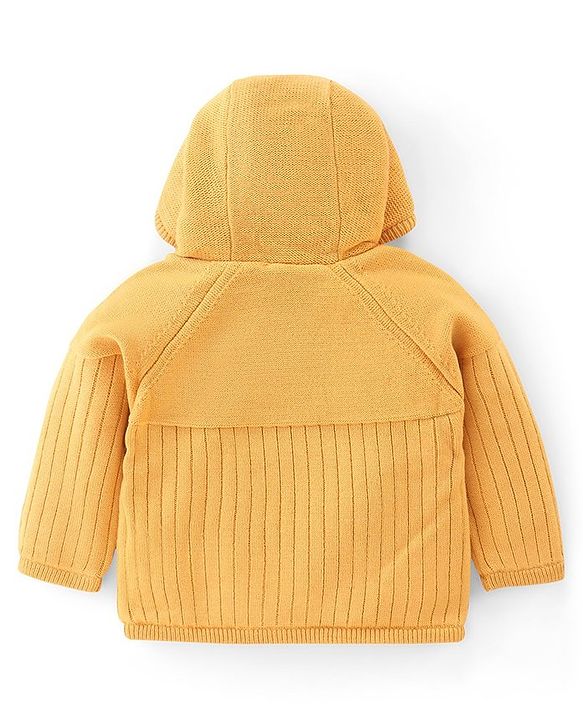 Babyhug Full Sleeves Hooded Sweater Solid- Yellow