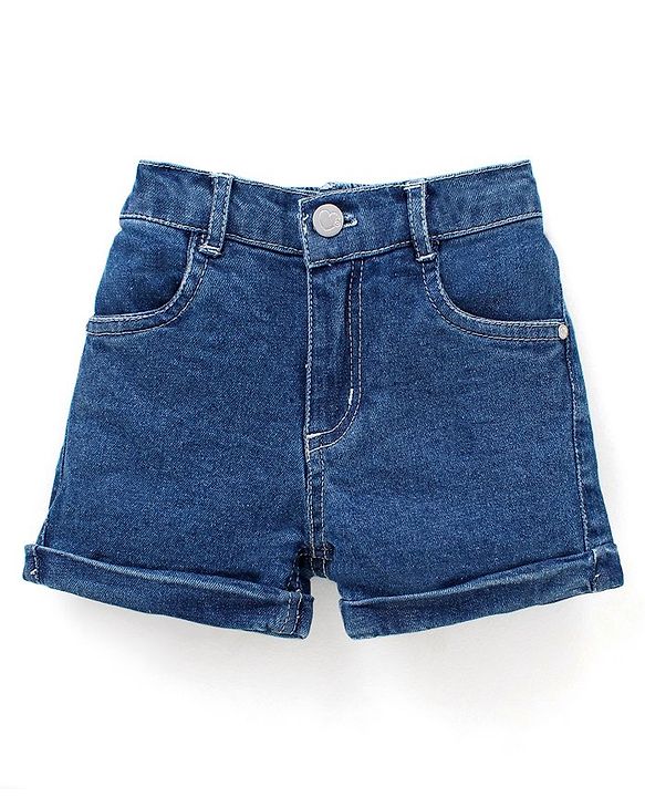 Babyhug 100% Cotton Cold Shoulder Sleeves Top & Shorts Set Floral Print- Blue & White