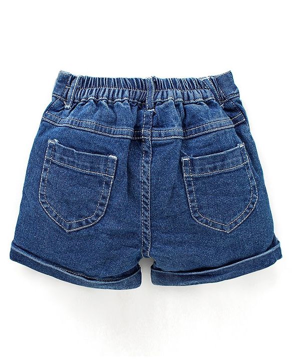 Babyhug 100% Cotton Cold Shoulder Sleeves Top & Shorts Set Floral Print- Blue & White