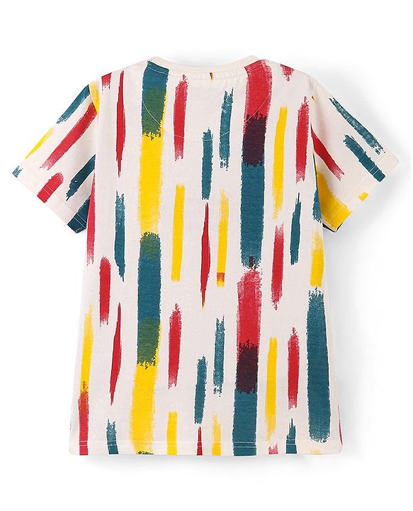 Pine Kids Cotton Biowashed Half Sleeves  Abstract Print T-shirts - Multicolor