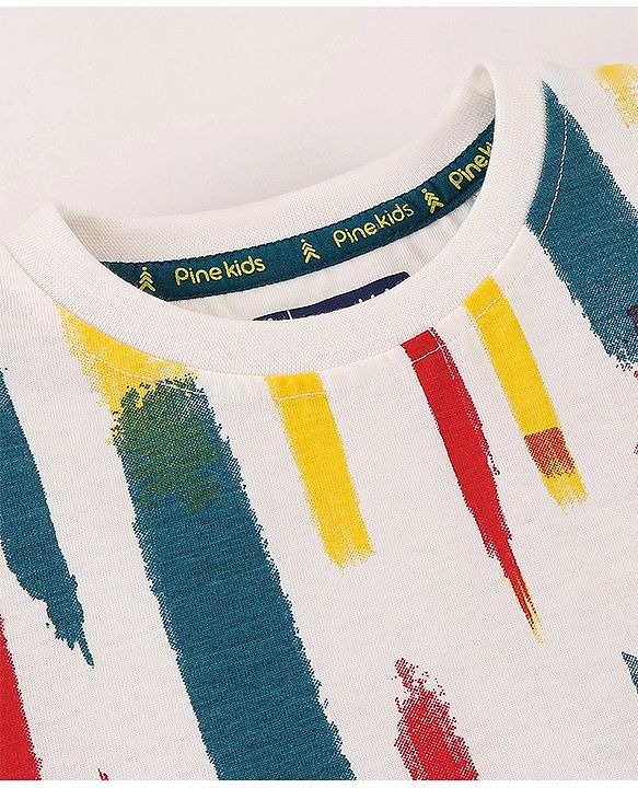 Pine Kids Cotton Biowashed Half Sleeves  Abstract Print T-shirts - Multicolor