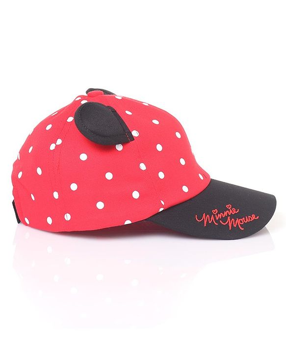Babyhug Cotton Disney Minnie Mouse Embroidery Baseball Cap Red - Circumference 50 cm
