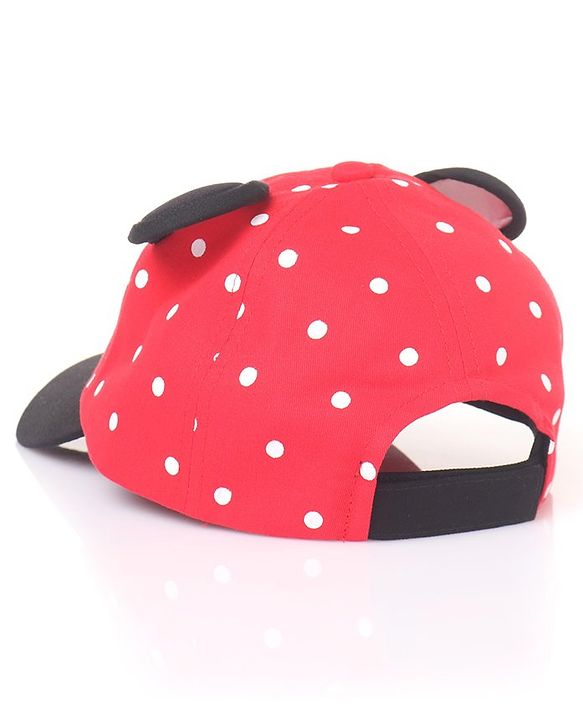 Babyhug Cotton Disney Minnie Mouse Embroidery Baseball Cap Red - Circumference 50 cm