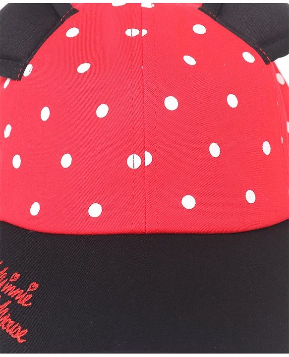 Babyhug Cotton Disney Minnie Mouse Embroidery Baseball Cap Red - Circumference 50 cm