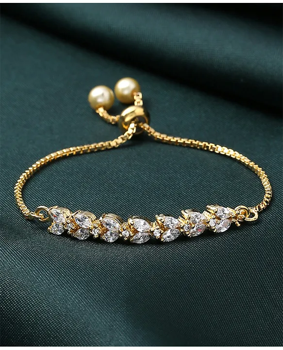 Buy CLARA 925 Silver Adjustable Gold Plated Anti Tarnish Golden Ball Chain  Bracelet for Women online