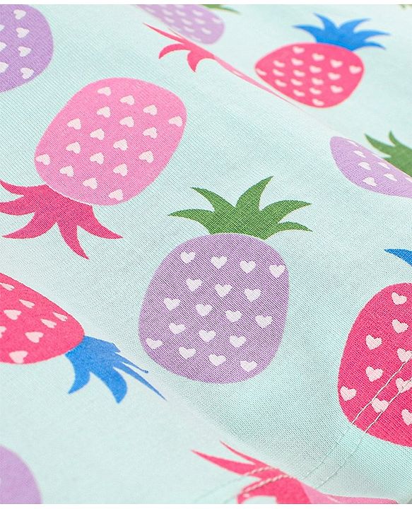 Babyhug Cotton Knit Short Sleeves Nighty Pineapple  Printed  - Blue