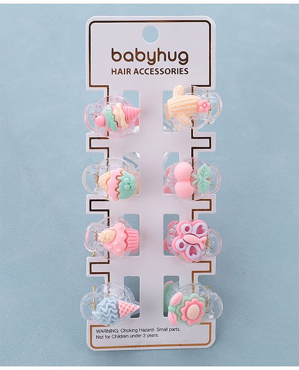 Babyhug Free Size Hair Clips Set of 8 - Multicolour