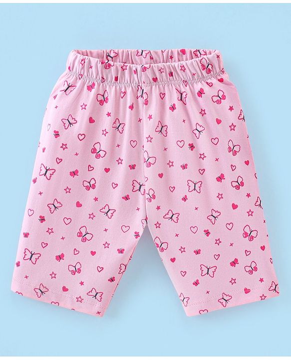 Babyhug Cotton Half Sleeves Capri Nightwear Set Unicorn Print - Pink