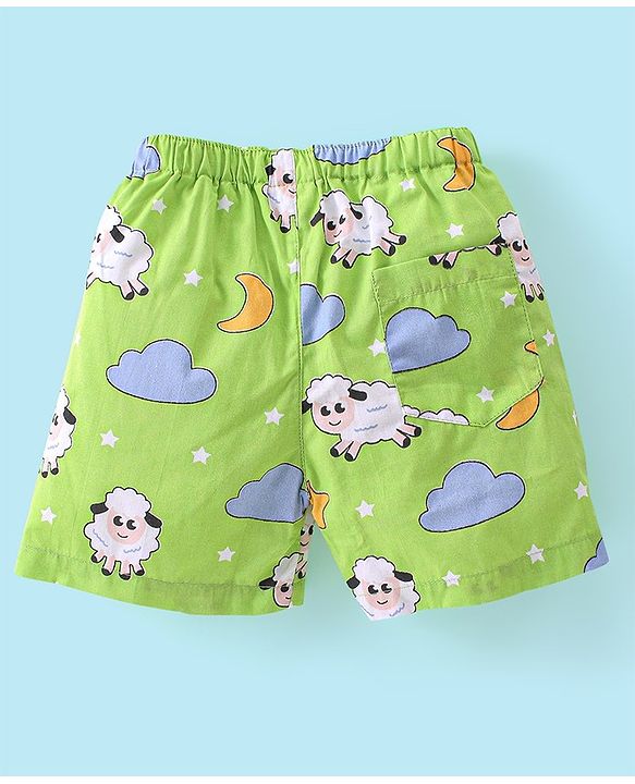 Babyhug Cotton Woven Zebra and Clouds Print Pack of 3 - Blue Green & White