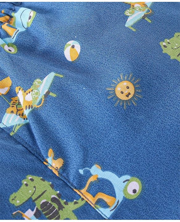 Babyhug Cotton Woven Zebra and Clouds Print Pack of 3 - Blue Green & White